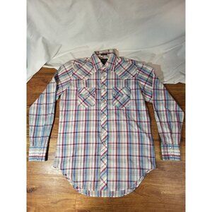 Vintage Plainsman Tall Man LT Plaid Pearl Snap Long Sleeve Western Shirt